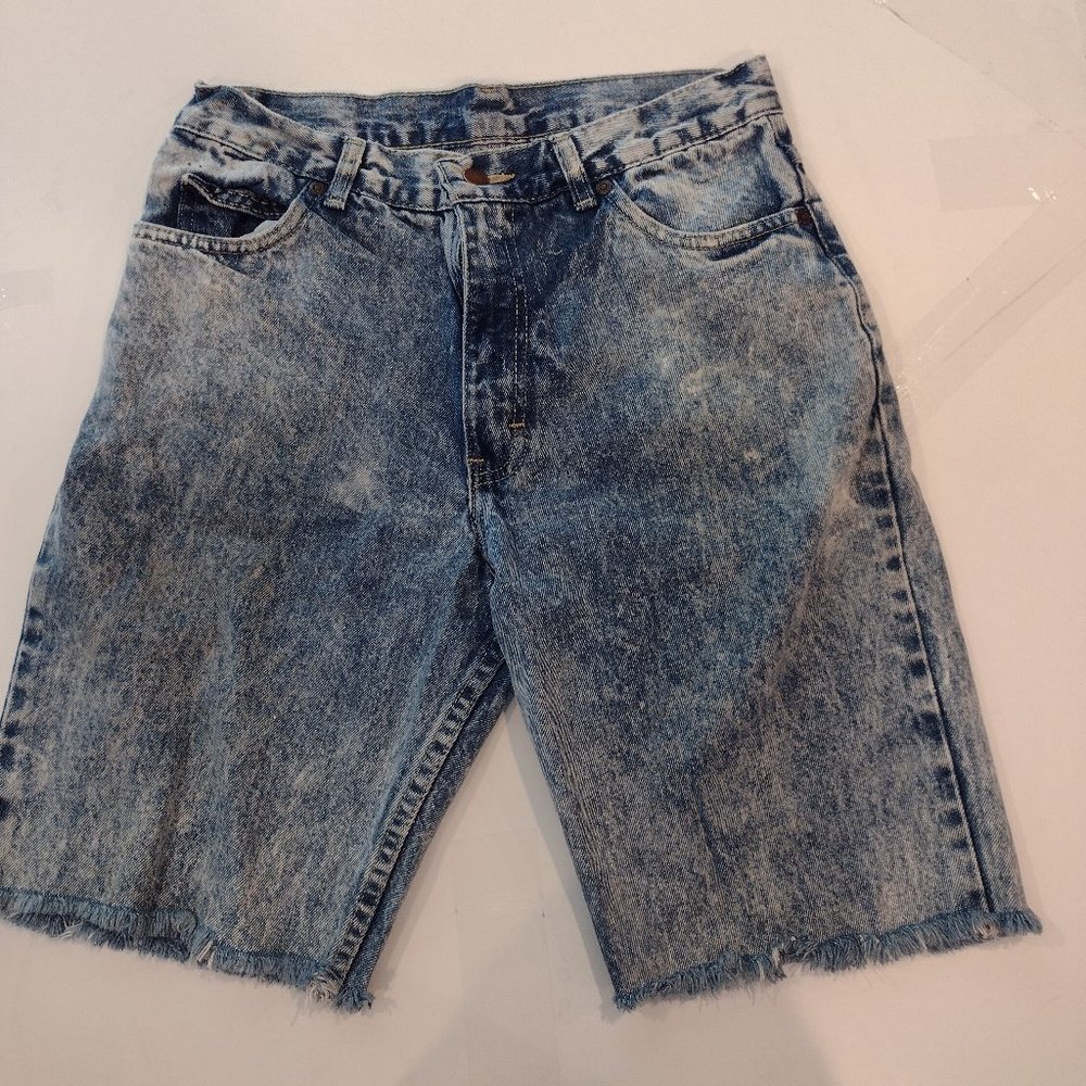 Vintage Jean Shorts High Waisted Acid Wash Denim 30"